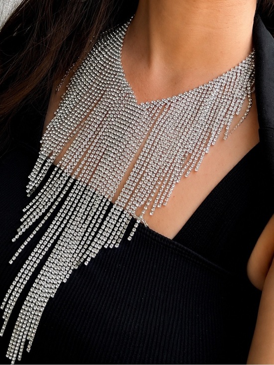 Anthropologie Jewelry - Silver Rhinestone Cascade Necklace